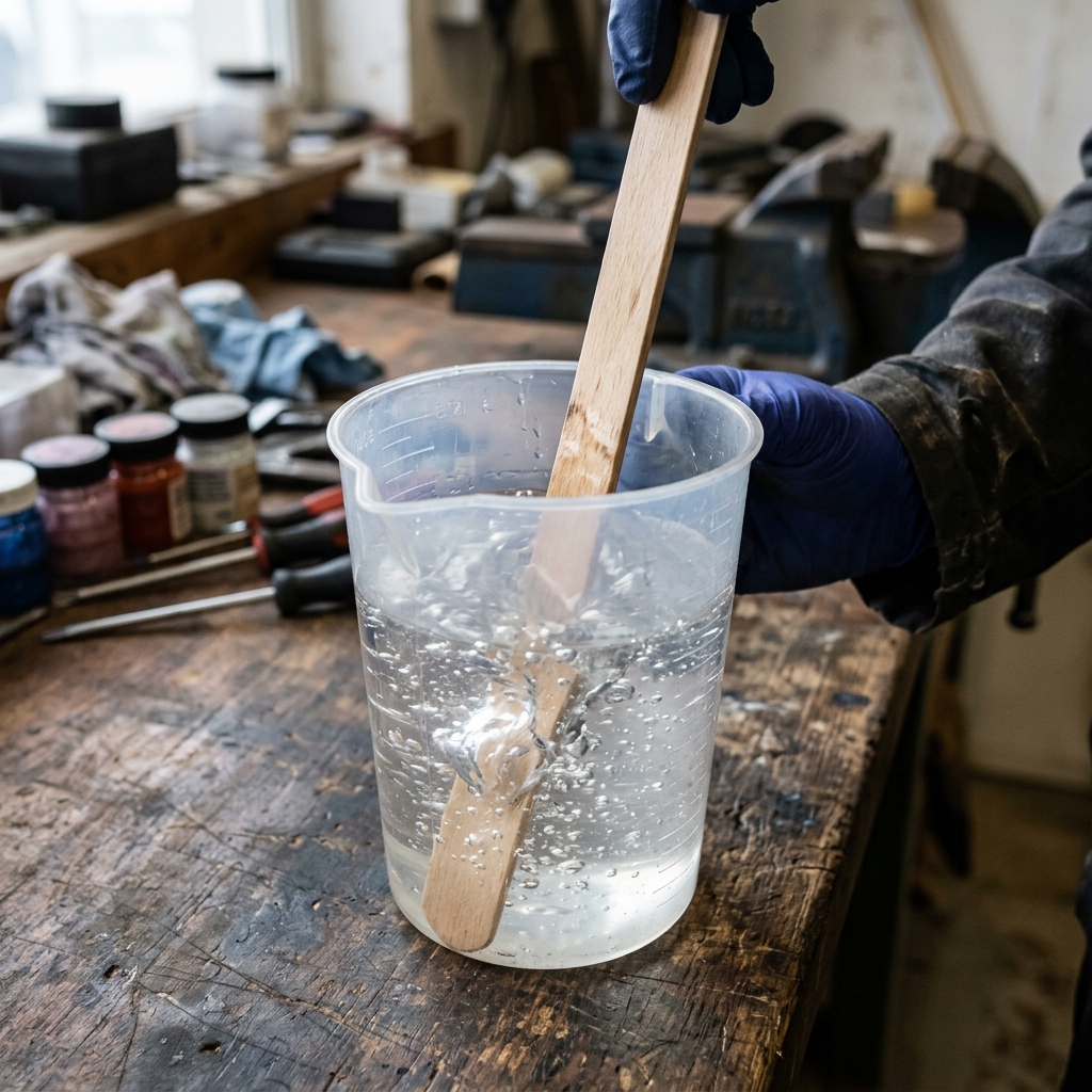 Crystal clear casting epoxy resin mixing